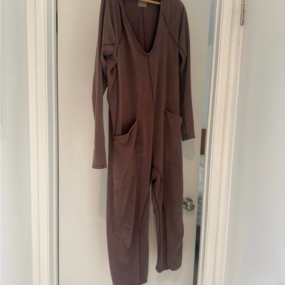 Free People Brown Long Sleeve Jumpsuit
